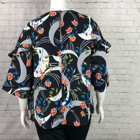 2X 3X Alfani Floral Ruffle Sleeve Top Plus Size - Picture 3 of 5